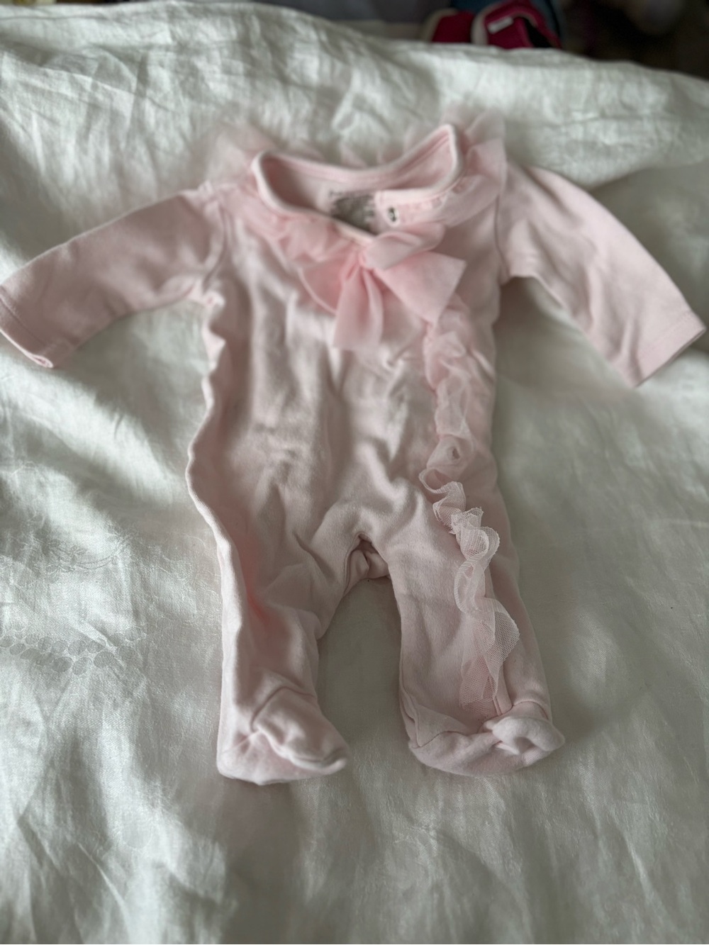 First Impressions Light Pink Ruffle Footed One-Piece